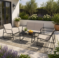 4-Piece Outdoor Textilene Patio Conversation Set with Loveseat & Coffee Table