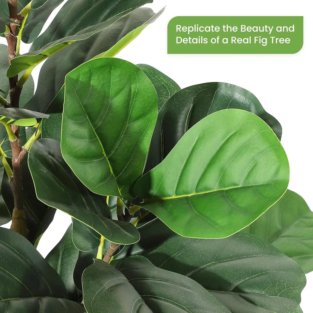 Artificial Fiddle Leaf Fig Tree Lifelike Faux Indoor Plant with Pot (5 Ft/6Ft/7Ft)