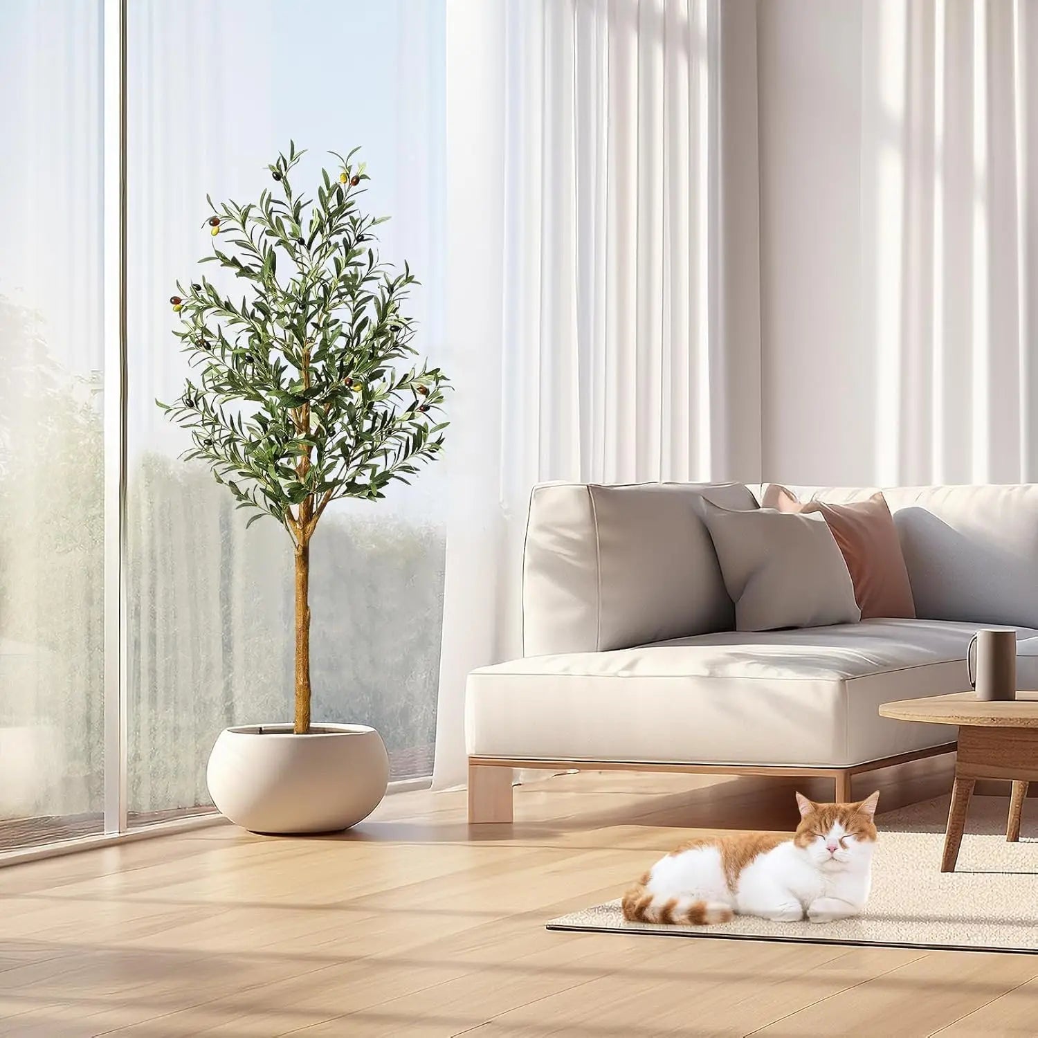 Artificial Olive Tree (4 ft/5 ft/6 ft) – Lifelike Faux Potted Plant for Home, Bedroom & Office Decor