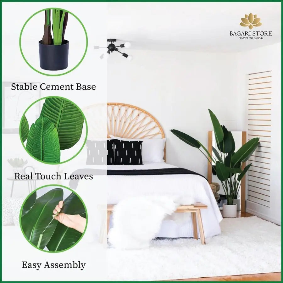 5 Foot Artificial Bird of Paradise Premium UV‑Resistant Faux Plant in Pot for Indoor & Outdoor Décor