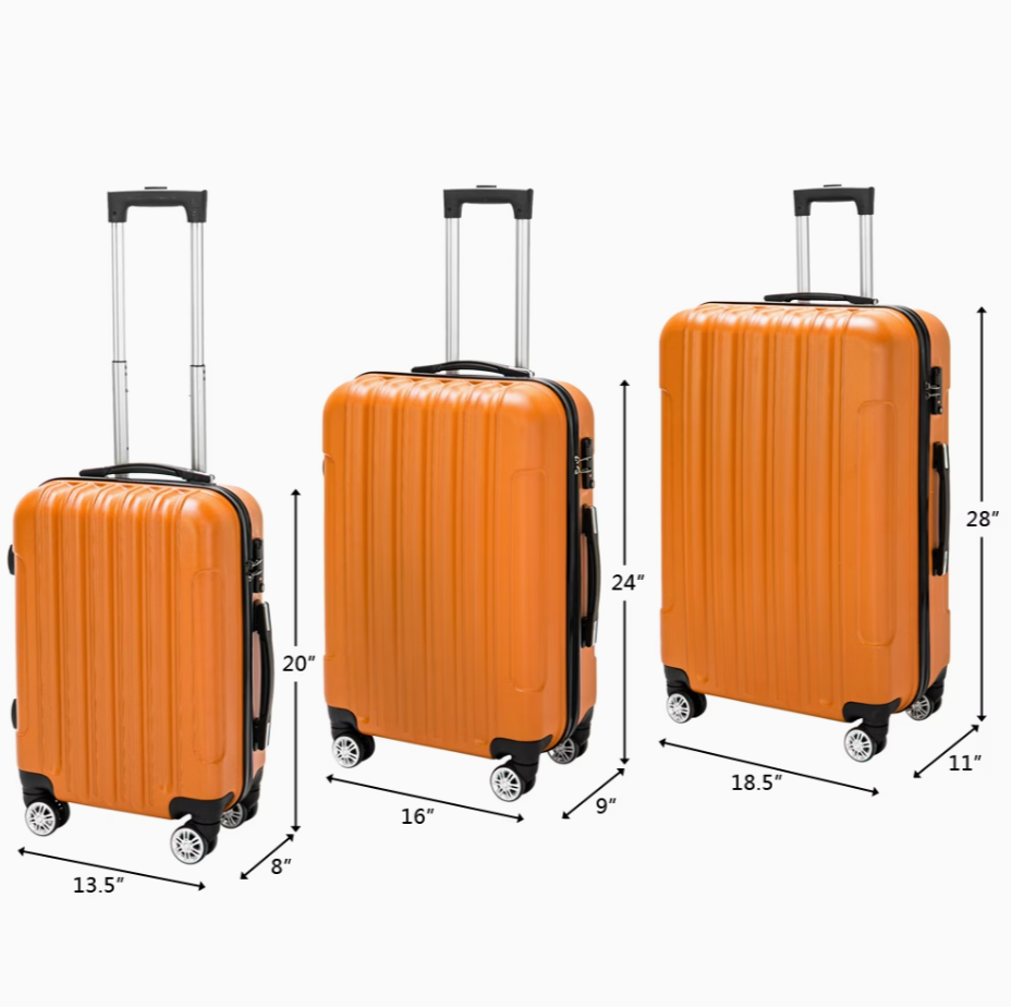 3-Piece Hardside Lightweight Luggage Set – Spinner Wheels, TSA Lock Suitcases 20″/24″/28″ for Travel