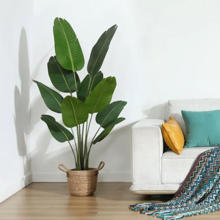 5 Foot Artificial Bird of Paradise Premium UV‑Resistant Faux Plant in Pot for Indoor & Outdoor Décor