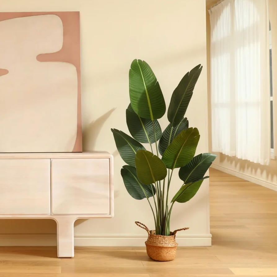 5 Foot Artificial Bird of Paradise Premium UV‑Resistant Faux Plant in Pot for Indoor & Outdoor Décor