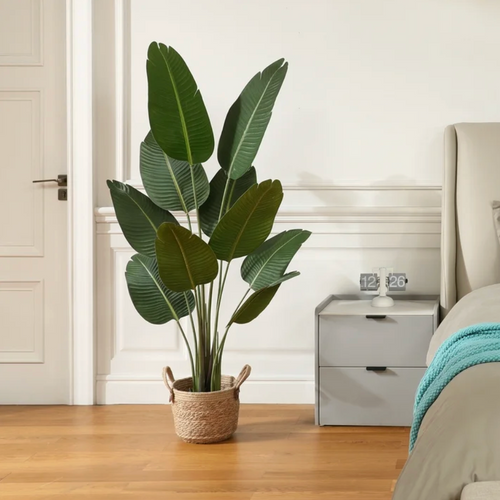 5 Foot Artificial Bird of Paradise Premium UV‑Resistant Faux Plant in Pot for Indoor & Outdoor Décor