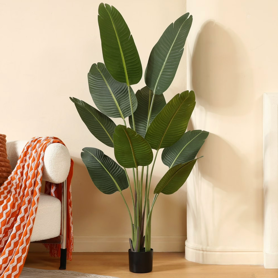 5 Foot Artificial Bird of Paradise Premium UV‑Resistant Faux Plant in Pot for Indoor & Outdoor Décor