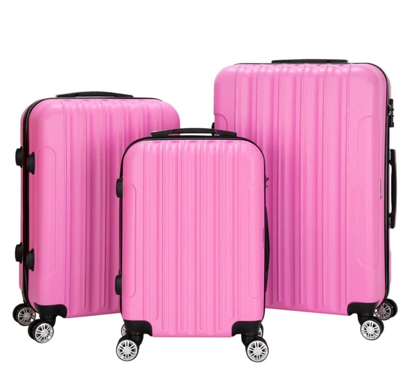 3-Piece Pink Hardside Lightweight Luggage Set – Spinner Wheels, TSA Lock Suitcases 20″/24″/28″ for Travel