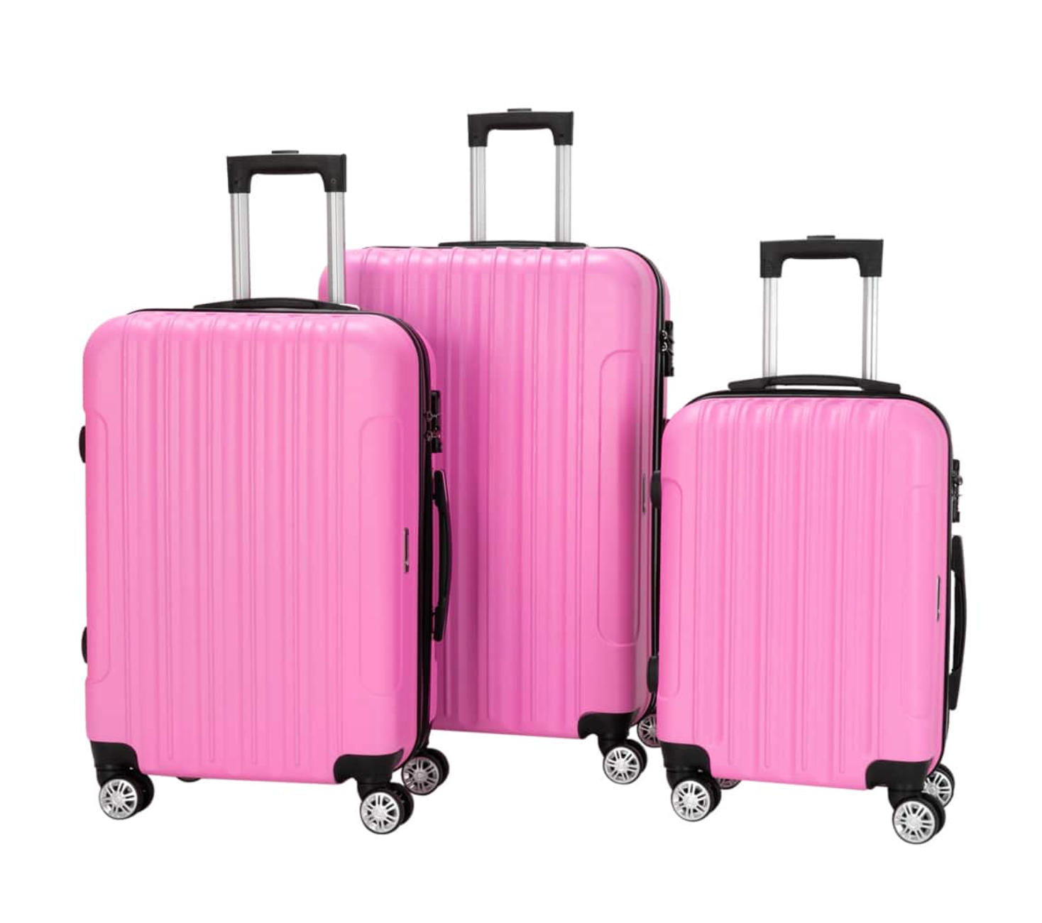 3-Piece Pink Hardside Lightweight Luggage Set – Spinner Wheels, TSA Lock Suitcases 20″/24″/28″ for Travel