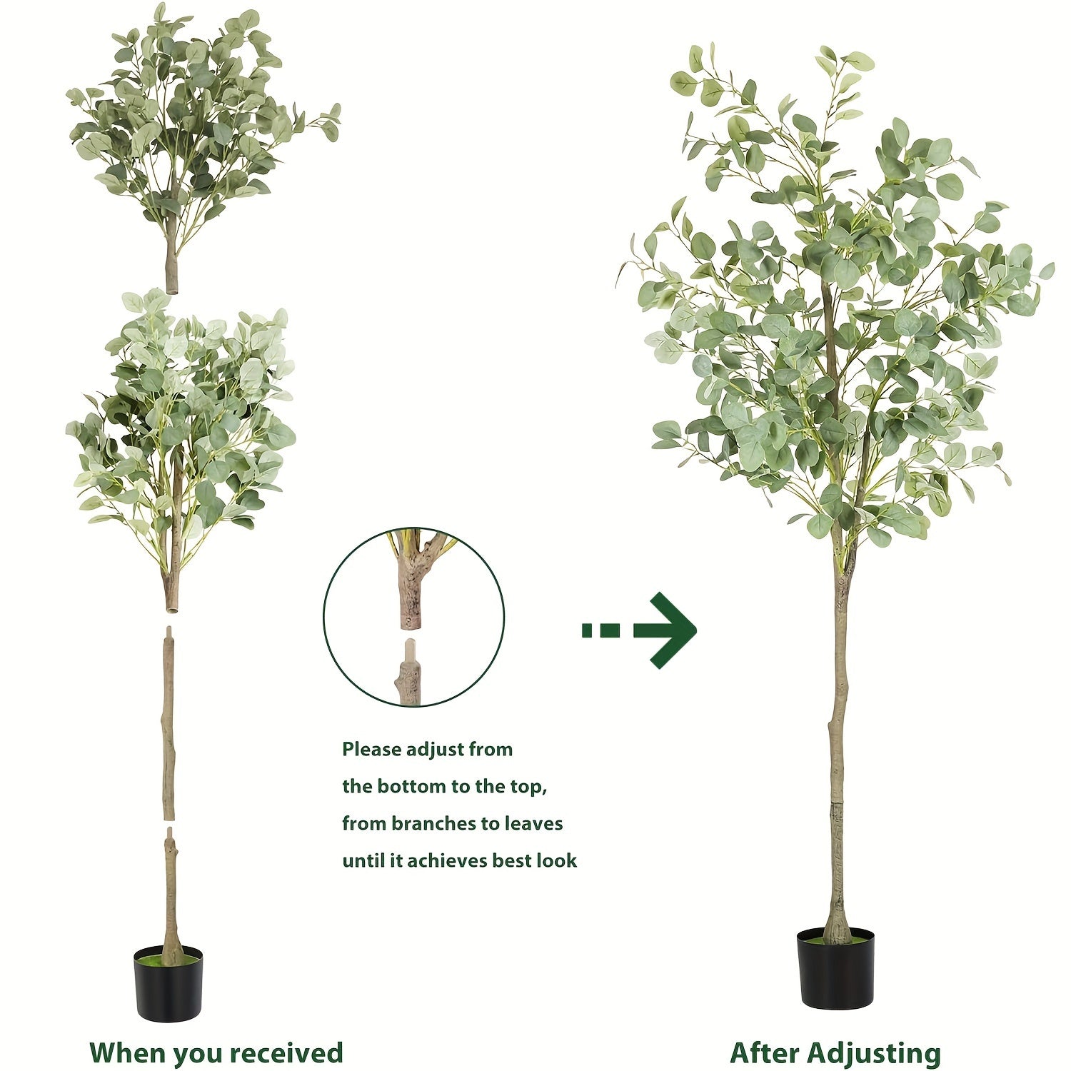 6 Foot Artificial Eucalyptus Tree Lifelike Faux Plant Decor for Living Room, Bedroom, Office & Entryway