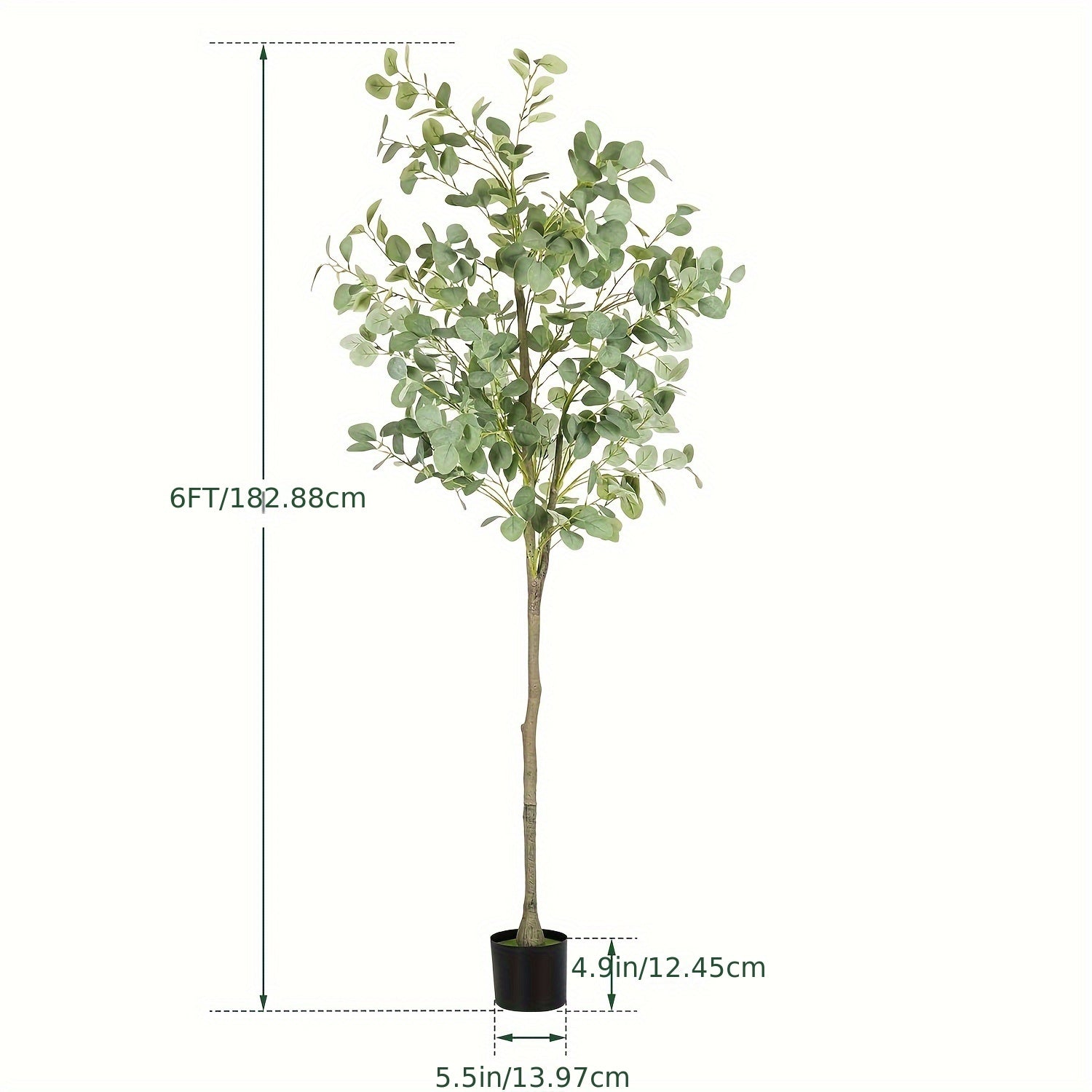 6 Foot Artificial Eucalyptus Tree Lifelike Faux Plant Decor for Living Room, Bedroom, Office & Entryway